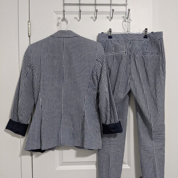 Zara Blue Gingham Light Suit Set (2PC Suit Blazer/Pants) - Picture 2 of 3